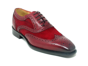 Suede and Leather Oxford -Red
