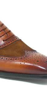 Suede and Leather Oxford -Cognac