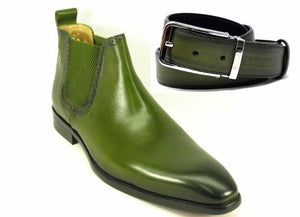 Calfskin Buckle Ankle Boot Olive