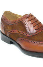 Suede and Leather Oxford -Cognac