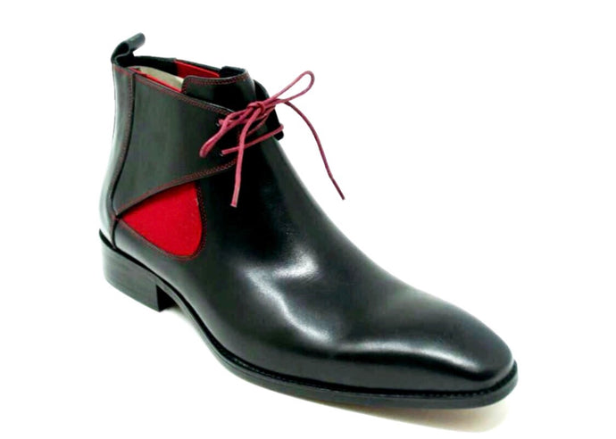 Calfskin Lace-Up Boot (blk/red)